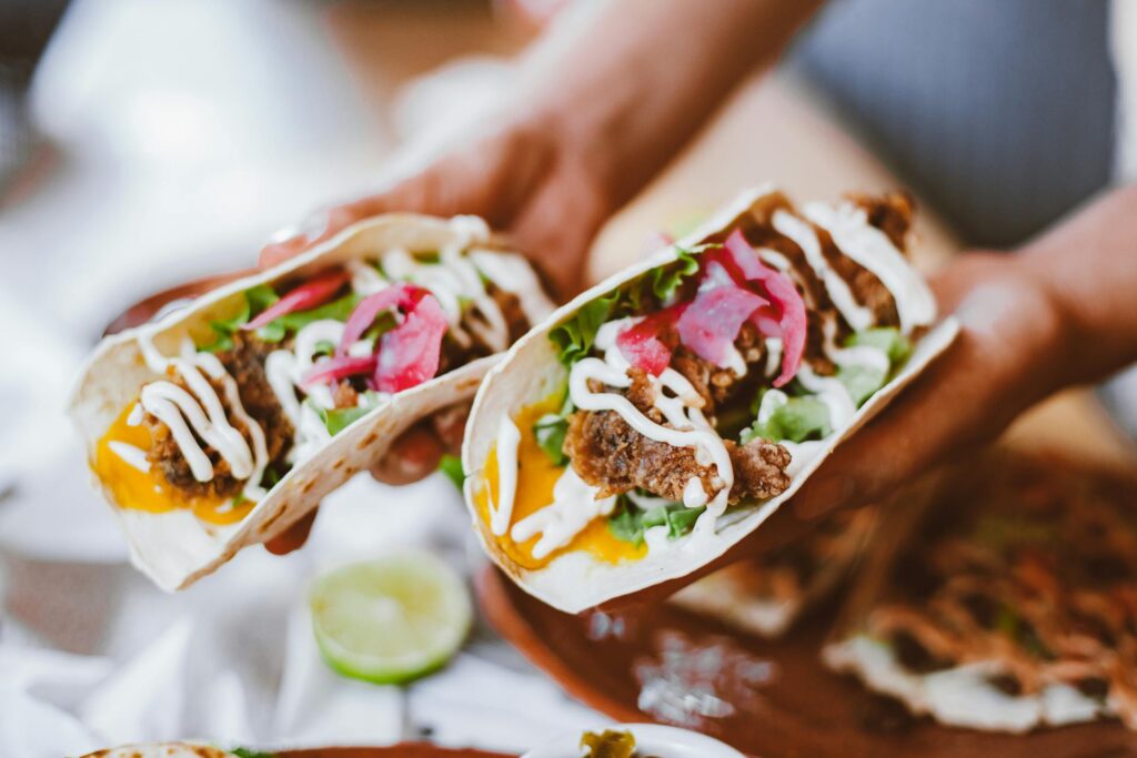 A meal with two tacos