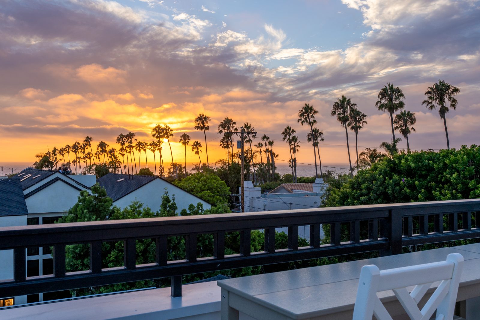 Rooftop deck at sunset at a La Jolla vacation rental near Windansea Beach